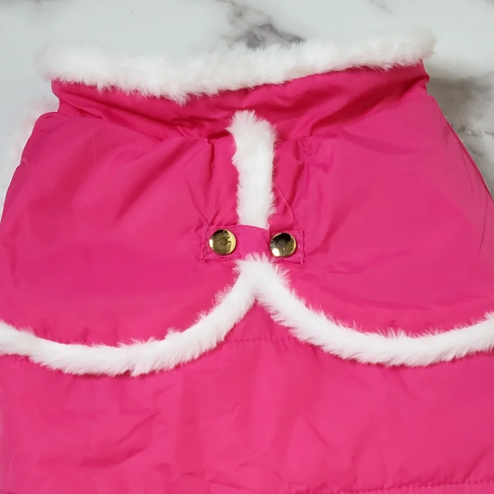 JoyDaog NWOT Pink Shawl Design Fleece Lined Winter Dog/Pet Jacket Size Large HP